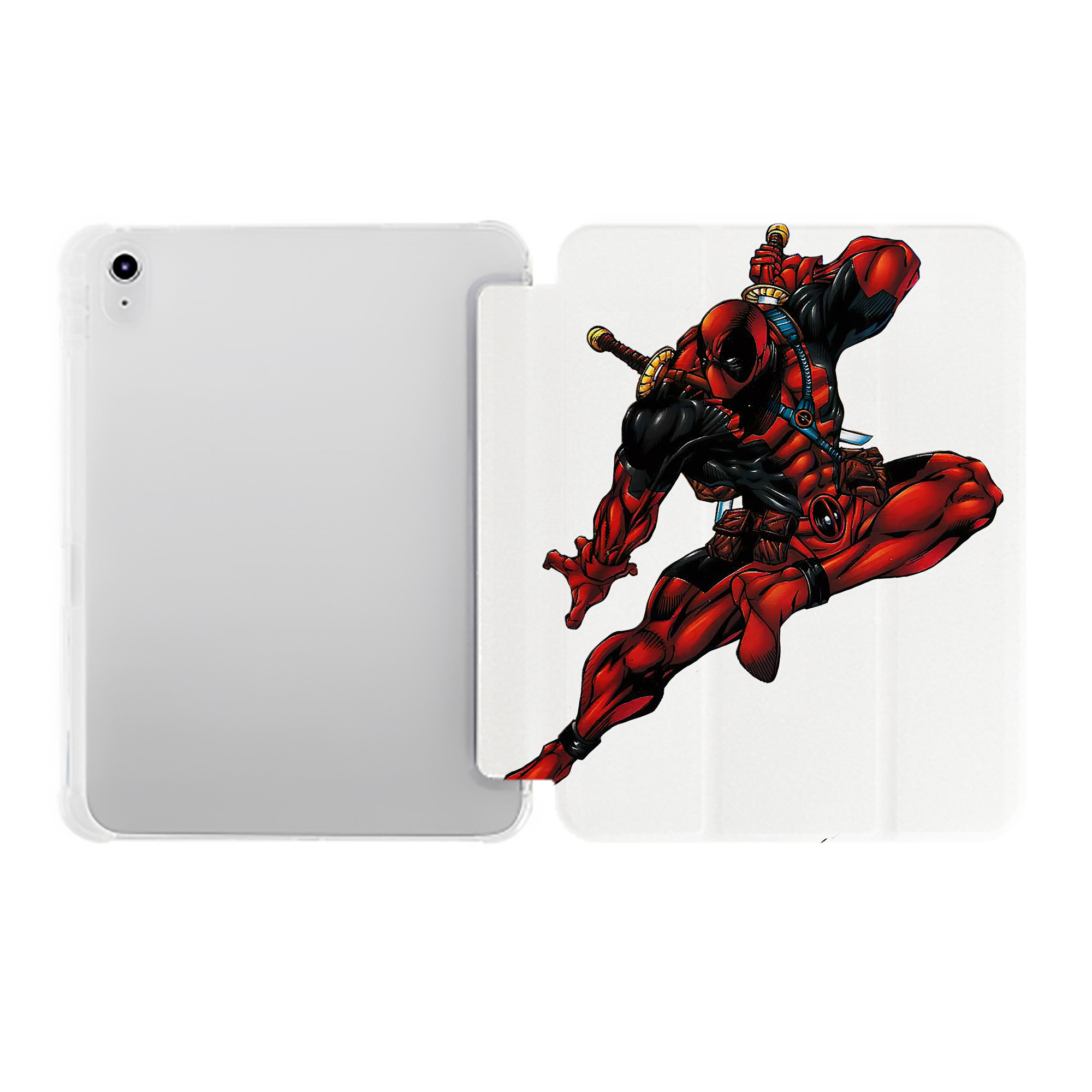 （画像用） Deadpool デッドプール IPad ケース ペン収納付き 三つ折りスタンド PUレザー×シリコン 対応機種9.5/10.5/10.9インチ